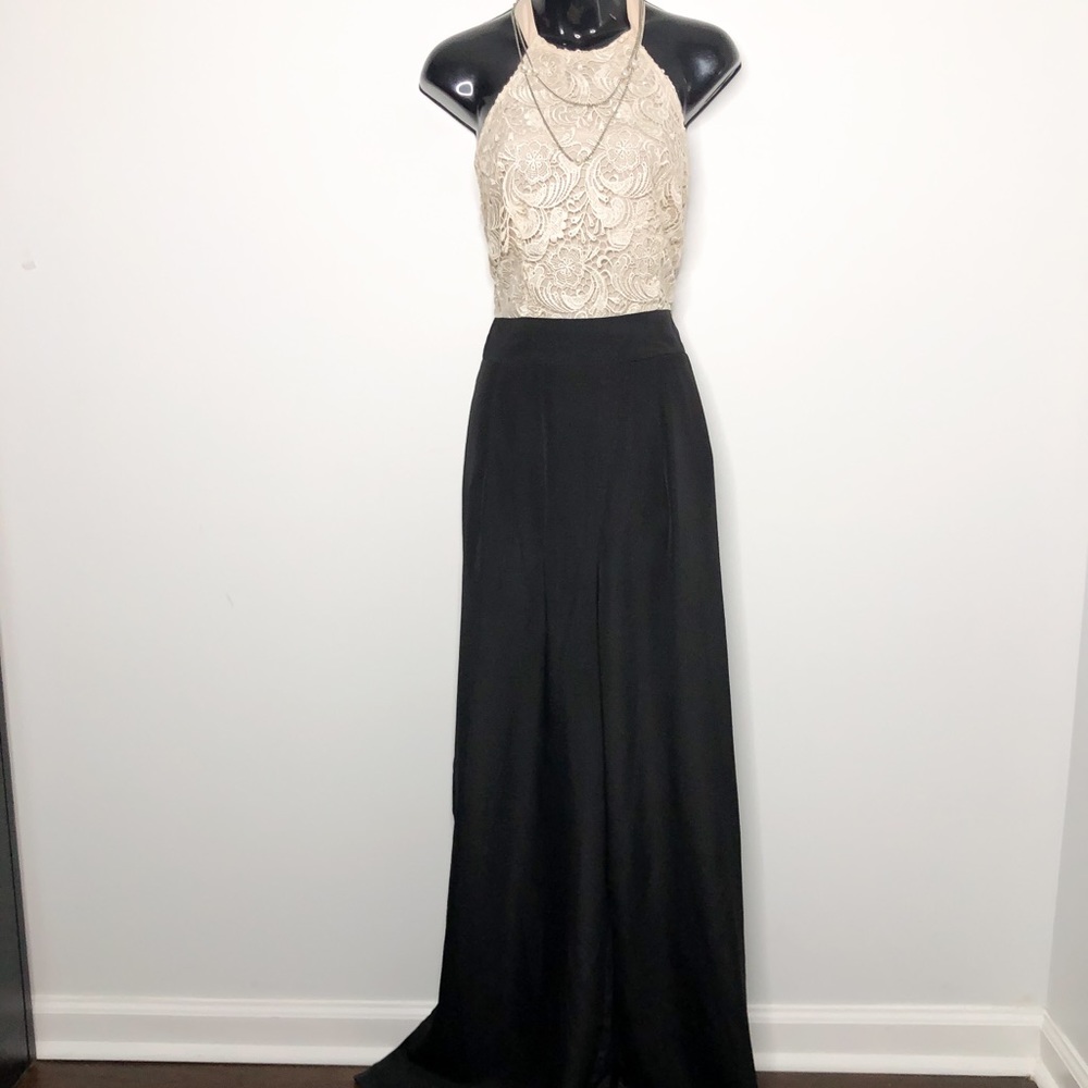 Ivory Black Jumpsuit Boutique Wide legged